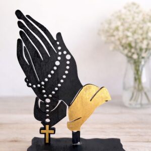 praying hands modern religious art piece