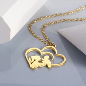 mom and baby heart necklace